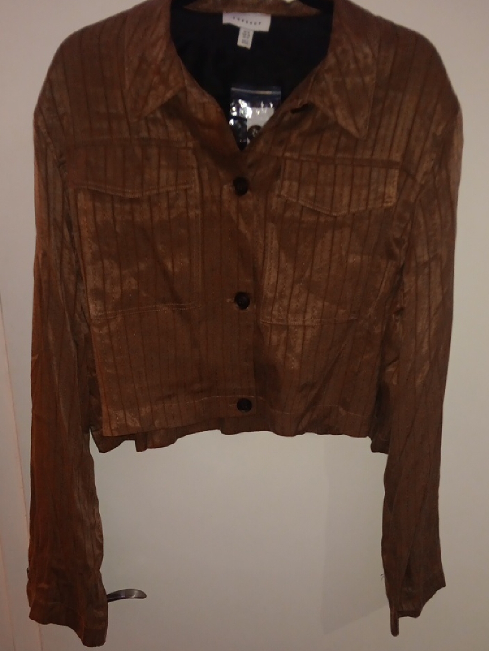 Topshop Cropped Copper Brown Jean Jacket
